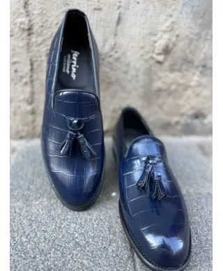 Scarpe uomo, blu - Con nappine