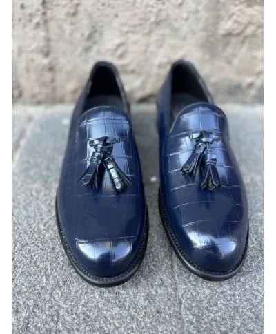 Scarpe uomo, blu - Con nappine