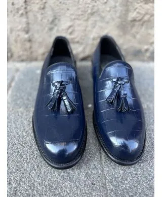 Scarpe uomo, blu - Con nappine