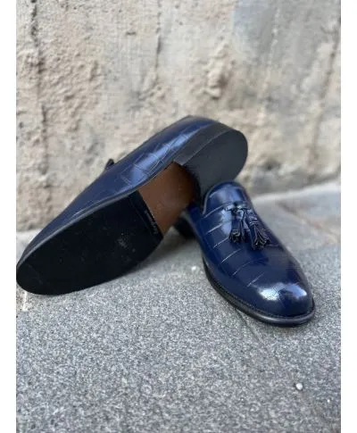 Scarpe uomo, blu - Con nappine