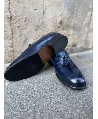 Scarpe uomo, blu - Con nappine