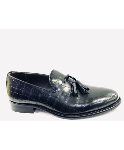 Scarpe uomo nere, martellate - Con nappine