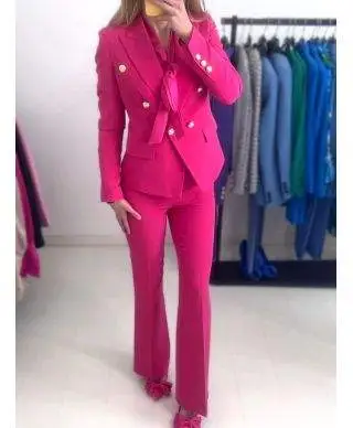 Tailleur donna, fucsia - Pantaloni palazzo