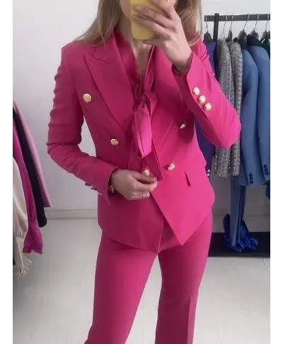 Tailleur donna, fucsia - Pantaloni palazzo