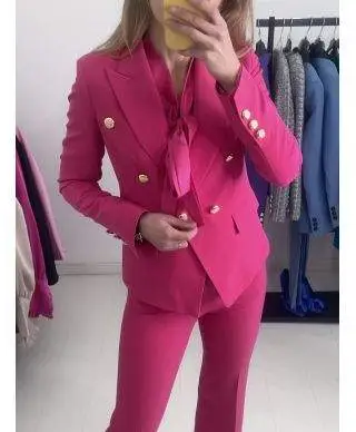 Tailleur donna, fucsia - Pantaloni palazzo