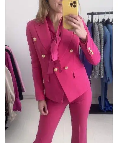 Tailleur donna, fucsia - Pantaloni palazzo