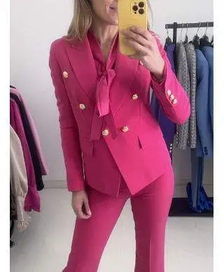 Tailleur donna, fucsia - Pantaloni palazzo