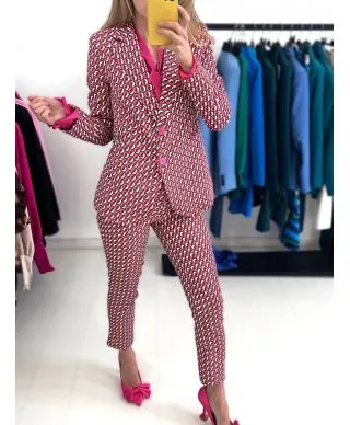 Tailleur fucsia fantasia esagonale - Taglio maschile