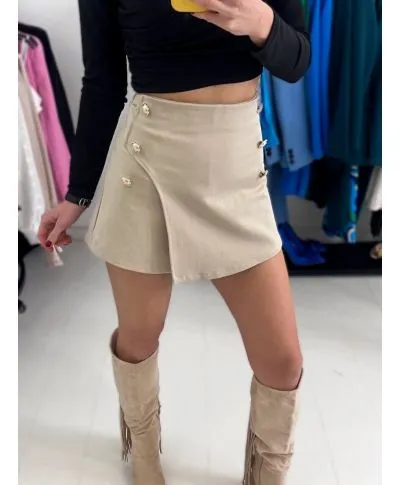 Pantaloncino gonna beige - Bottoni oro
