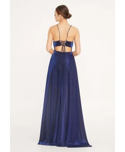 Vestito elegante - Blu - Con spacco