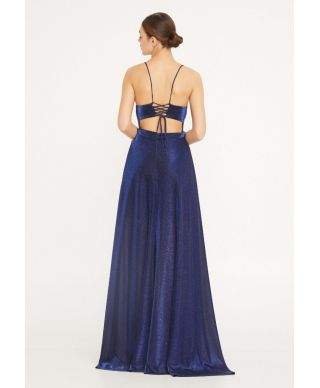 Vestito elegante - Blu - Con spacco