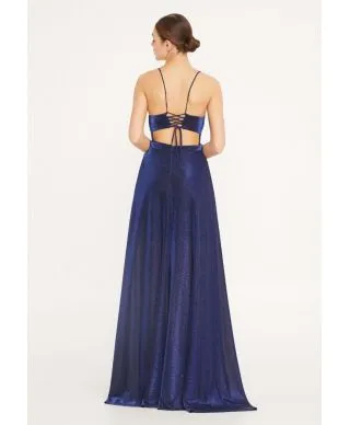Vestito elegante - Blu - Con spacco