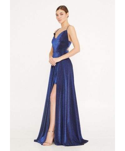 Vestito elegante - Blu - Con spacco