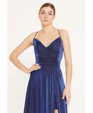 Vestito elegante - Blu - Con spacco