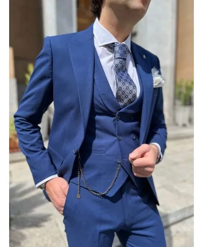 Abito uomo blu vivo, con gilet