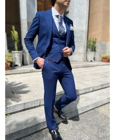 Abito uomo blu vivo, con gilet