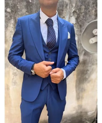 Abito uomo, blu elettrico - Con gilet