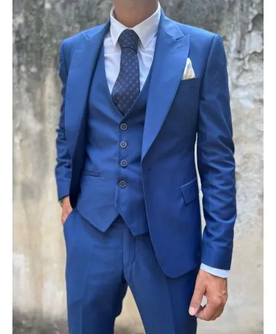 Abito uomo, blu elettrico - Con gilet