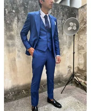 Abito uomo, blu elettrico - Con gilet