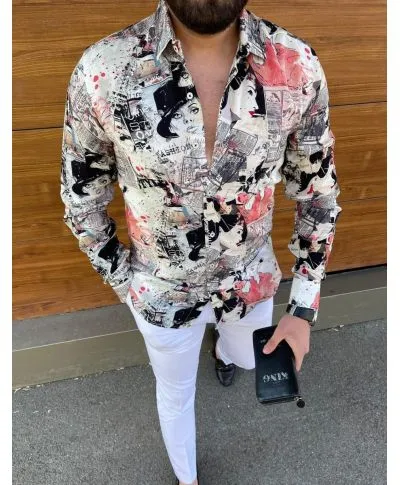 Camicia uomo fantasia, fashion style - Manica lunga