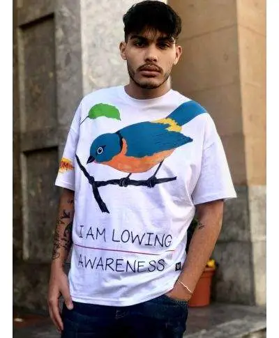 T shirt uomo Bird - Maglietta bianca con stampa