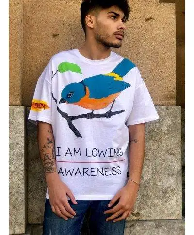 T shirt uomo Bird - Maglietta bianca con stampa