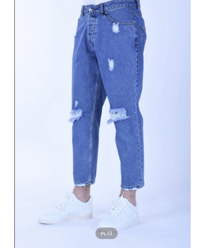 Jeans uomo strappato - Blu denim - Made in Italy