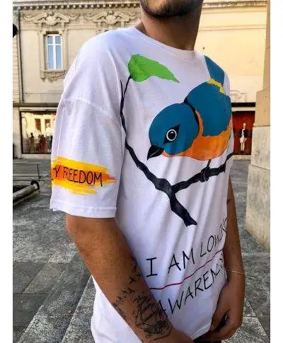 T shirt uomo Bird - Maglietta bianca con stampa