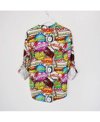 Camicia coreana uomo, fantasia boom, made in Italy - Manica lunga