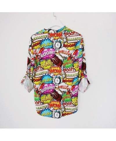 Camicia coreana uomo, fantasia boom, made in Italy - Manica lunga