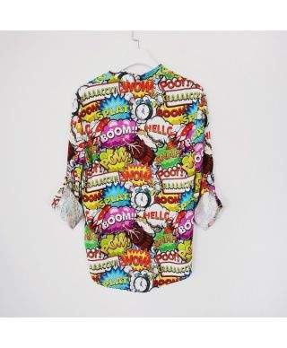 Camicia coreana uomo, fantasia boom, made in Italy - Manica lunga