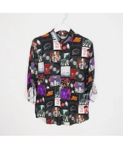 Camicia coreana uomo, fantasia music made in Italy - Manica lunga