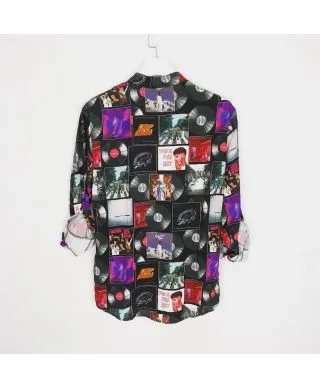 Camicia coreana uomo, fantasia music made in Italy - Manica lunga