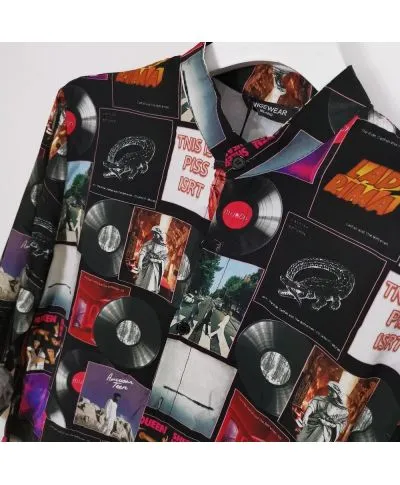 Camicia coreana uomo, fantasia music made in Italy - Manica lunga