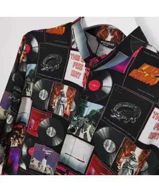 Camicia coreana uomo, fantasia music made in Italy - Manica lunga