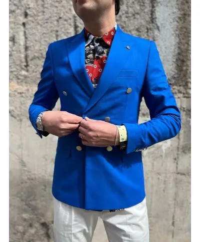 Giacca uomo blu elettrico, doppiopetto