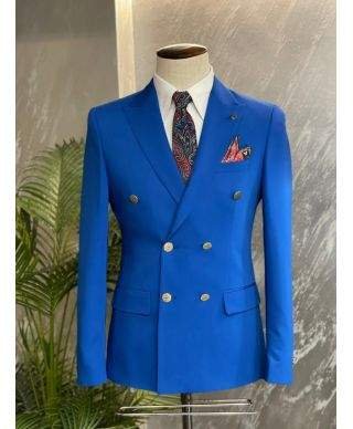 Giacca uomo blu elettrico, doppiopetto