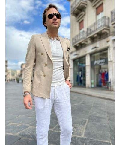 Giacca doppiopetto - Beige - Bottoni oro