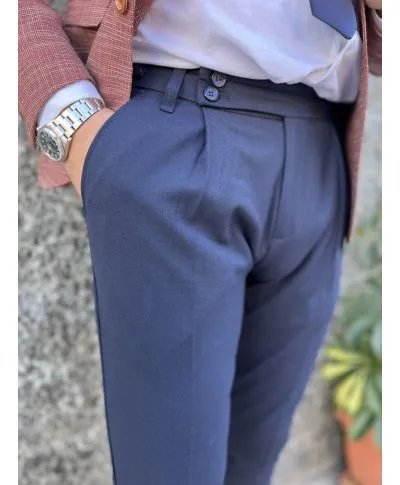 Pantaloni uomo slim, con pinces, - Blu chiaro