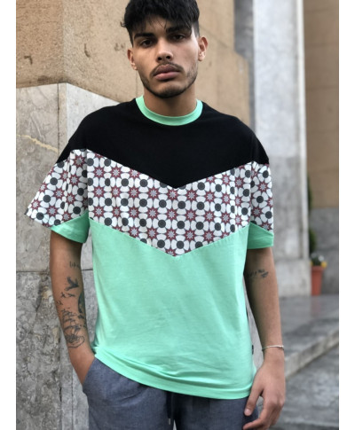 T shirt uomo Hippy - Maglietta colorata - Verde e nera