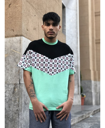 T shirt uomo Hippy - Maglietta colorata - Verde e nera