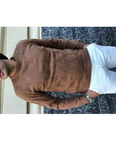 Maglione uomo cammello - Lavorazione maglia intrecciata