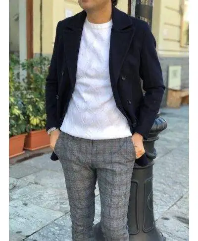 Maglione uomo bianco - Lavorazione maglia intrecciata