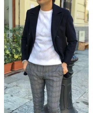 Maglione uomo bianco - Lavorazione maglia intrecciata