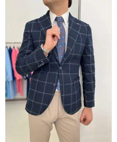 Giacca uomo - A quadri - Blu - Paul Miranda
