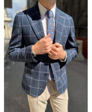 Giacca uomo - A quadri - Blu - Paul Miranda