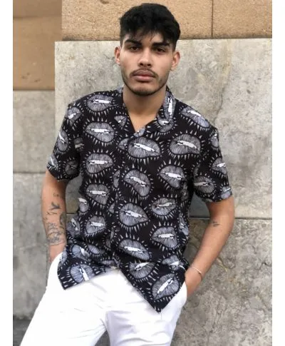 Camicia uomo Smile - Mezza manica - Camicia fantasia nera