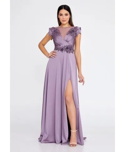 Vestito elegante da cerimonia - Glicine - Con manichetta