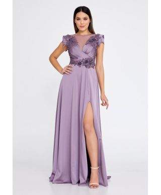 Vestito elegante da cerimonia - Glicine - Con manichetta