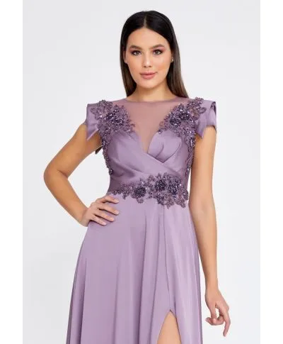 Vestito elegante da cerimonia - Glicine - Con manichetta